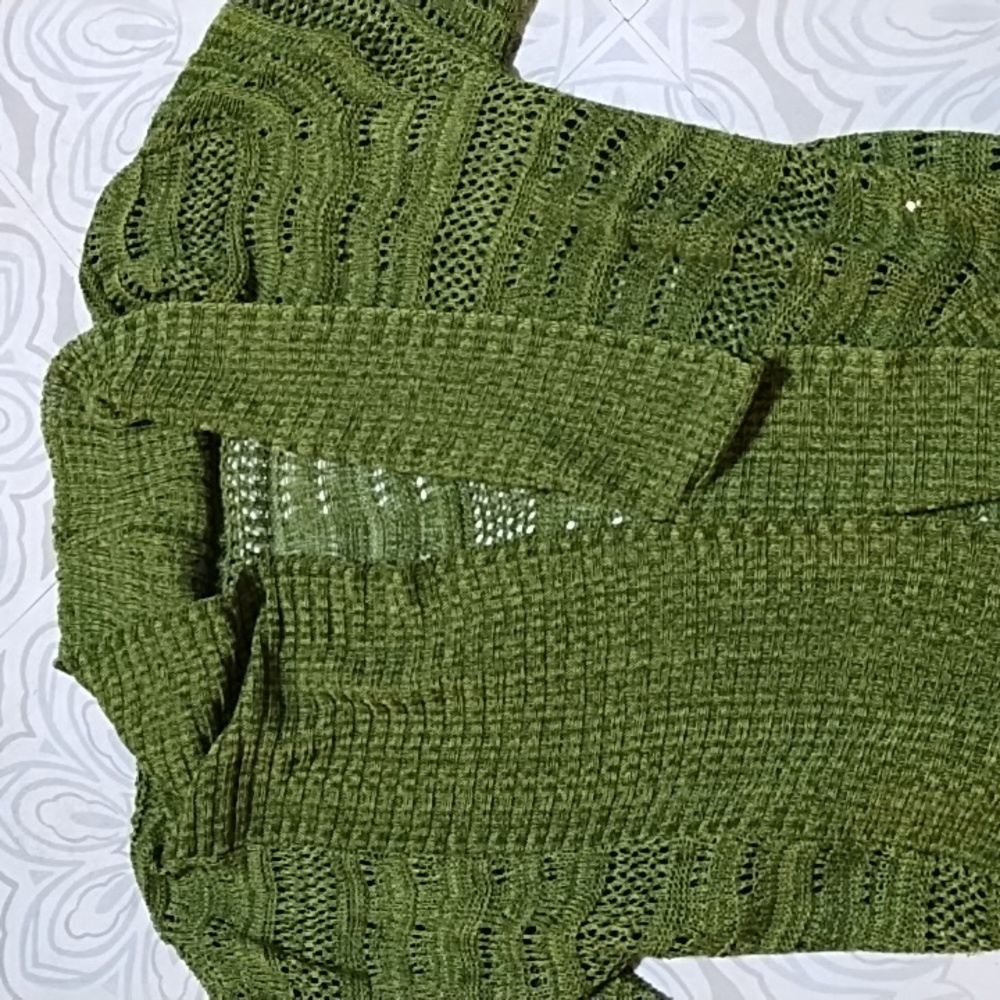 A Knitch ABOVE Green knit sweater open front cardigan April March Spring - Picture 4 of 9